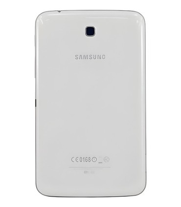 TAPA TRASERA BLANCA SAMSUNG T210 C/BOTON PLASTICO POWER Y VOLUMEN VIDRIO CAMARA