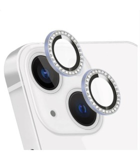 VIDRIO TEMPLADO PROTECTOR LENTE CAMARA PARA IPH13 PRO / 13 PRO MAX CELESTE STRASS