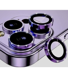 VIDRIO TEMPLADO PROTECTOR LENTE CAMARA PARA IPH13 / 13 MINI VIOLETA STRASS