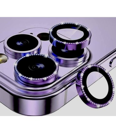 VIDRIO TEMPLADO PROTECTOR LENTE CAMARA PARA IPH13 / 13 MINI VIOLETA STRASS