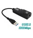 PLACA DE RED ADAPTADOR HUB USB 3.0 ETHERNET 10/100/1000MB LY