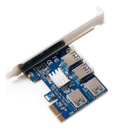 ADAPTADOR PCIE 1X A 4 USB MULTIPLICADOR RISER MINERIA CRIPTO LY