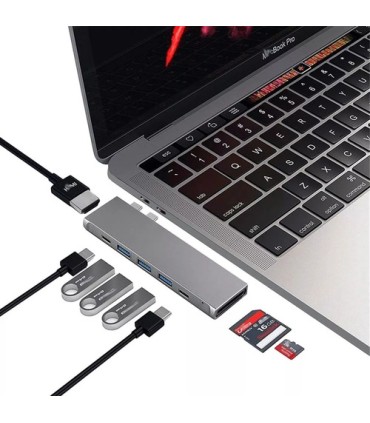 ADAPTADOR MACBOOK PRO AIR 13 15 USB C HUB HDMI MICRO SD 8 EN 1 LY