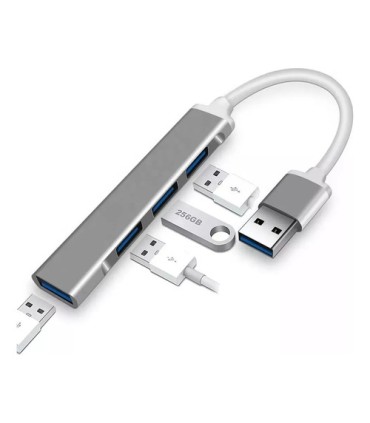 ADAPTADOR HUB MINI USB 3.0 A 4 PUERTOS USB 4-1 MULTIPLICADOR LY