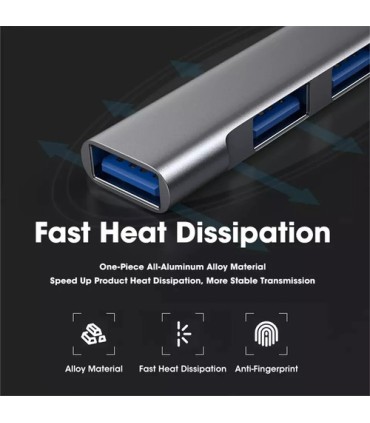 ADAPTADOR HUB MINI USB 3.0 A 4 PUERTOS USB 4-1 MULTIPLICADOR LY