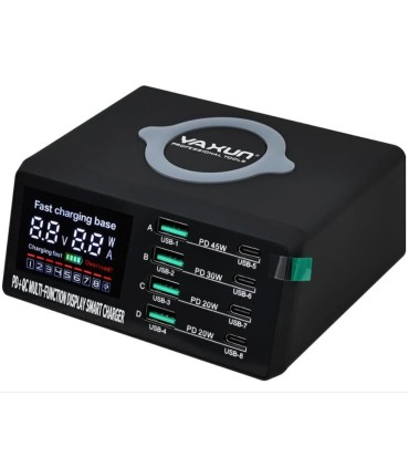 MULTICARGADOR INTELIGENTE INALAMBRICO YAXUN + 8 PUERTOS YX-X9D