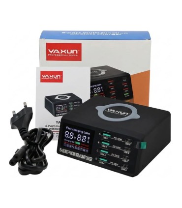 MULTICARGADOR INTELIGENTE INALAMBRICO YAXUN + 8 PUERTOS YX-X9D